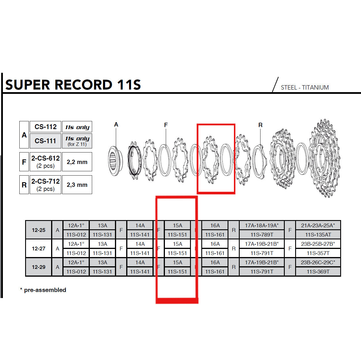 Campagnolo Genuine Spare Part 11s-151 - 15T