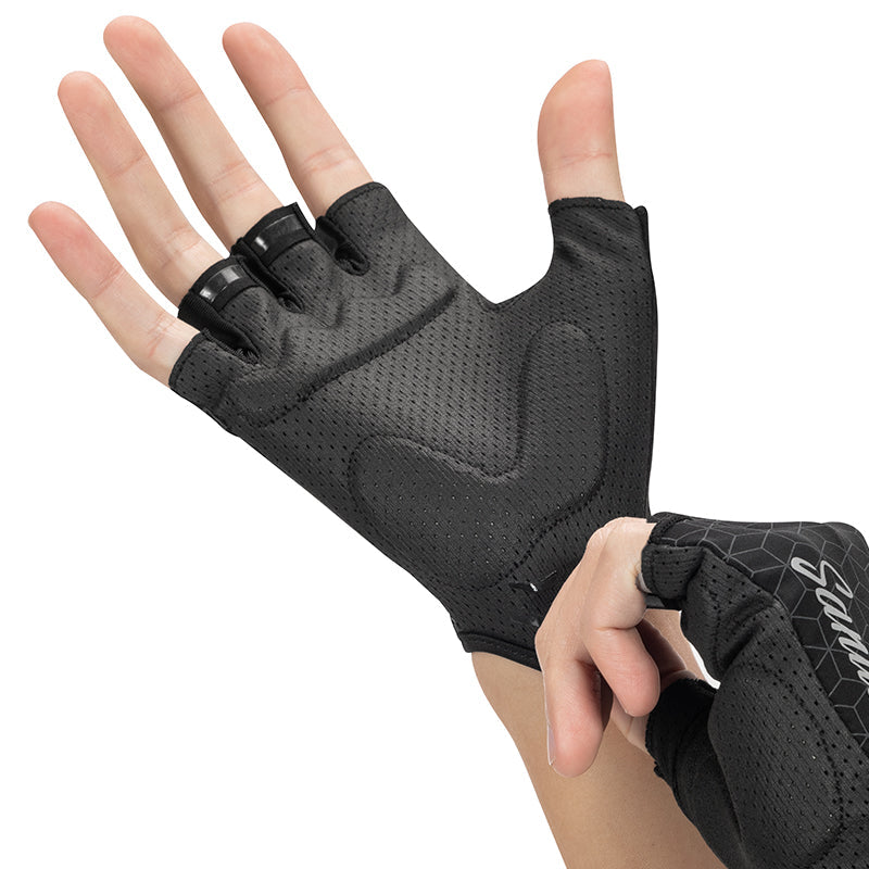 Santic Maud Velcro Gloves - Black