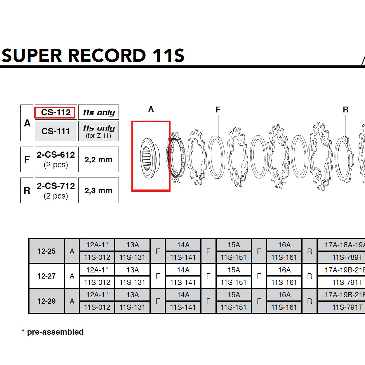 Campagnolo Genuine Spare Part CS-112 - 12T 11sp