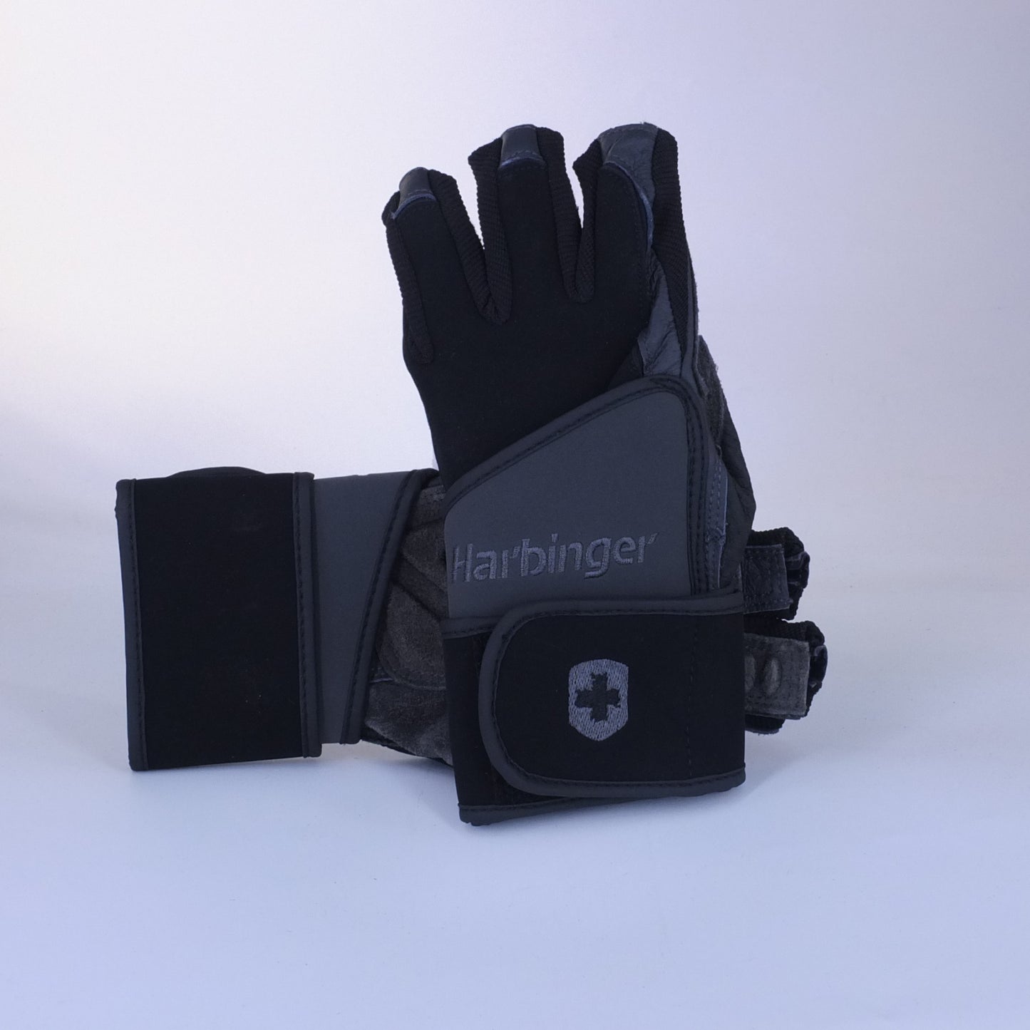 Harbinger Men's Training Grip Wrist Wrap Weight Lifting Gloves - Black/Charcoal
