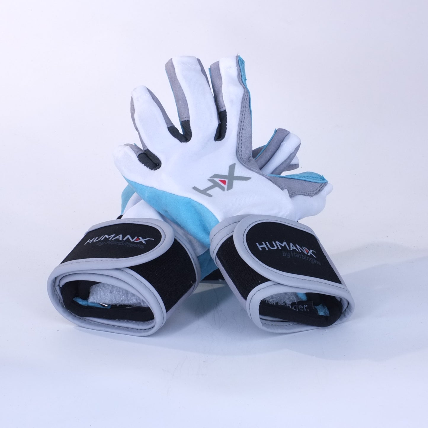 Harbinger HumanX Women's X3 Competiiton Wrist Wrap Weight Lifting Gloves - Blue/Grey
