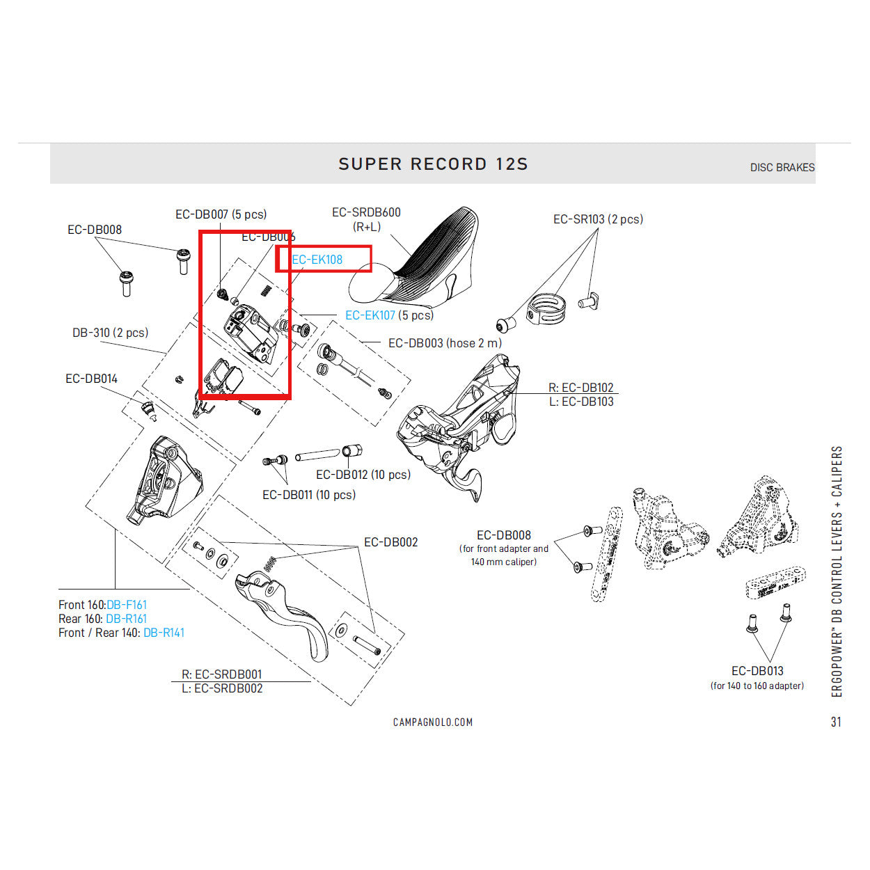 Campagnolo Genuine Spare Part EC-EK108 - master cylinder/spri