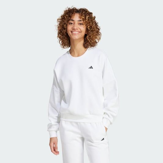 Adidas Womens Small Logo Feel Cozy Sweatshirt - White