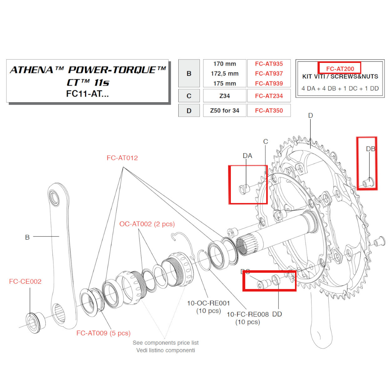 Campagnolo Genuine Spare Part FC-AT200 - Screws&Nuts