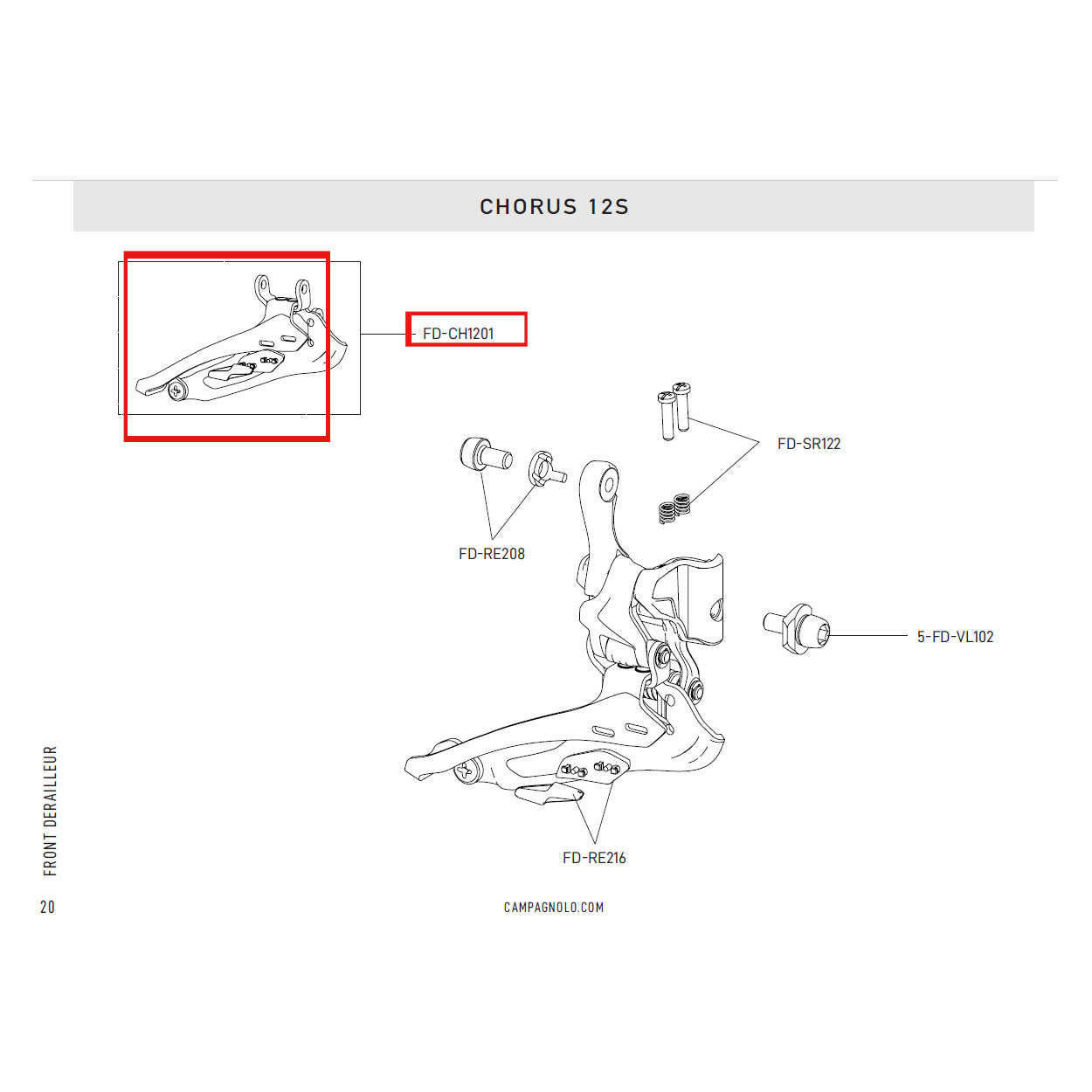 Campagnolo Chorus 12sp Front Derailleur Cage FD-CH1201