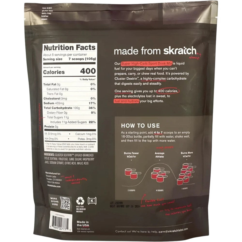 Skratch Labs Super High Carb Drink Mix - Raspberry 840gm