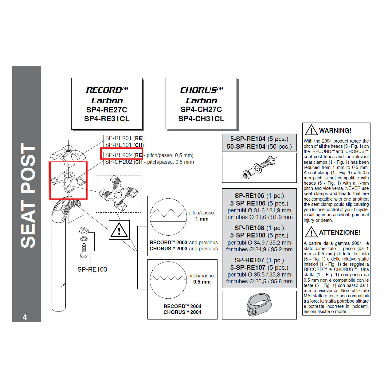 Campagnolo Genuine Spare Part SP-RE202 - Clamp .5mm