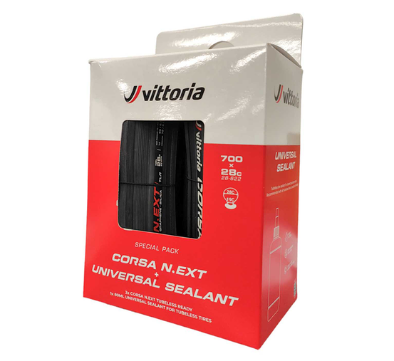 Vittoria Corsa N.EXT Tubeless-ready Tyre and Sealant Bundle - 700 x 28 Vittoria Corsa N.EXT Tubeless-ready Tyre and Sealant Bundle - 700 x 28