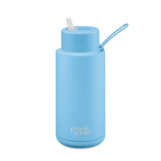 Frank Green Ceramic Reusable Straw Lid Bottle - Sky Blue - 34oz