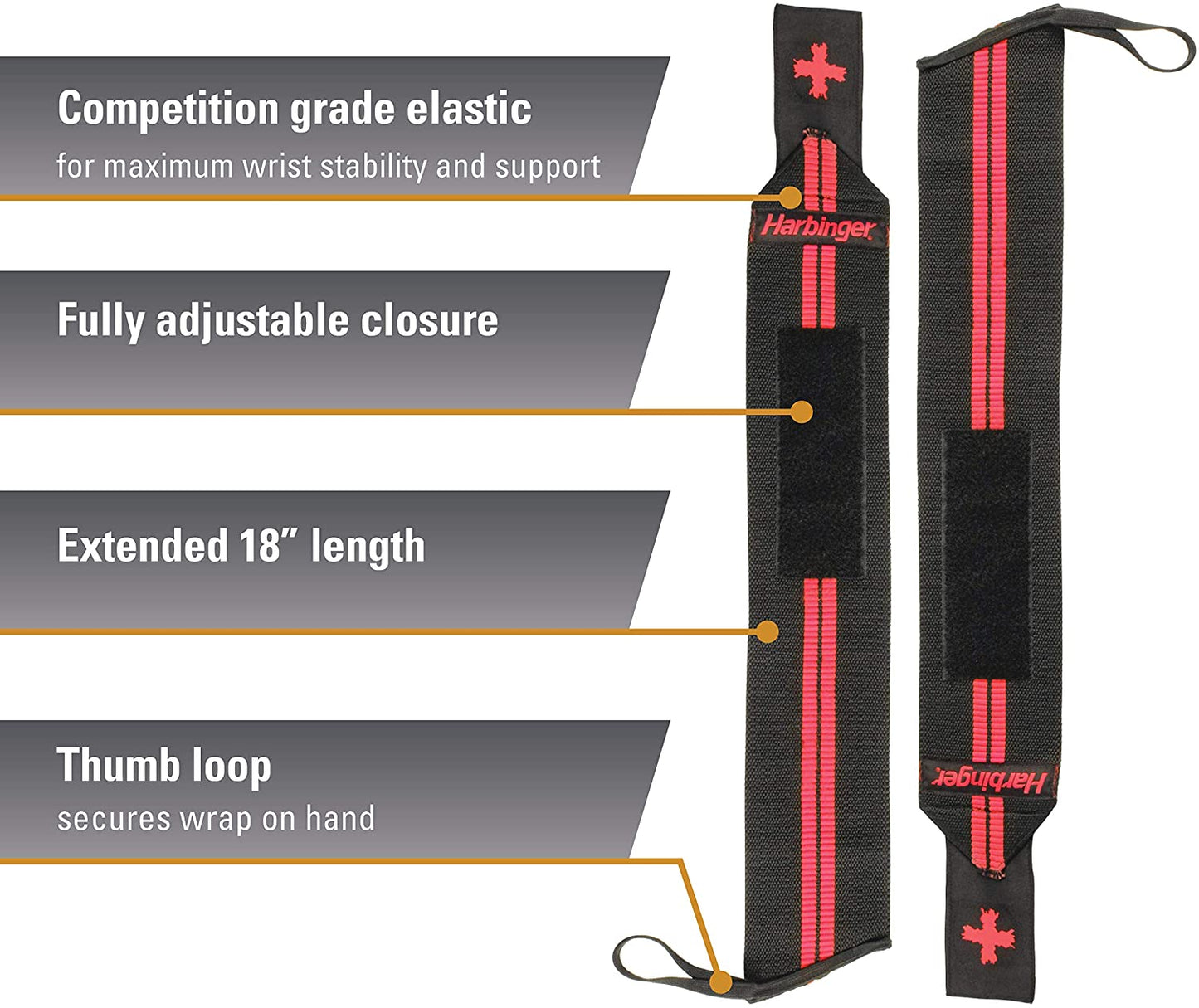 Harbinger HumanX Pink Line Elasticised Wrist Wraps