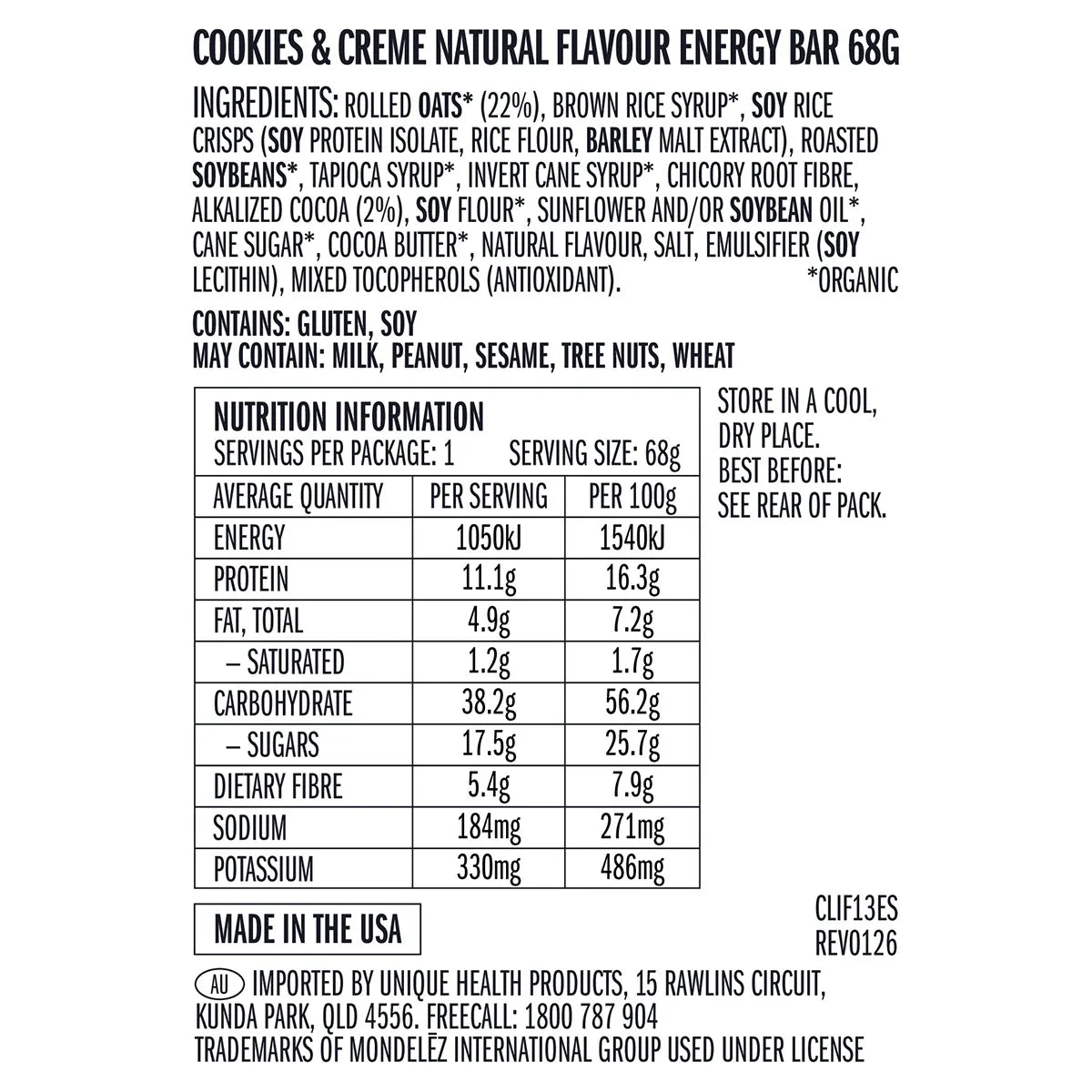 Clif Bar Cookies and Creme