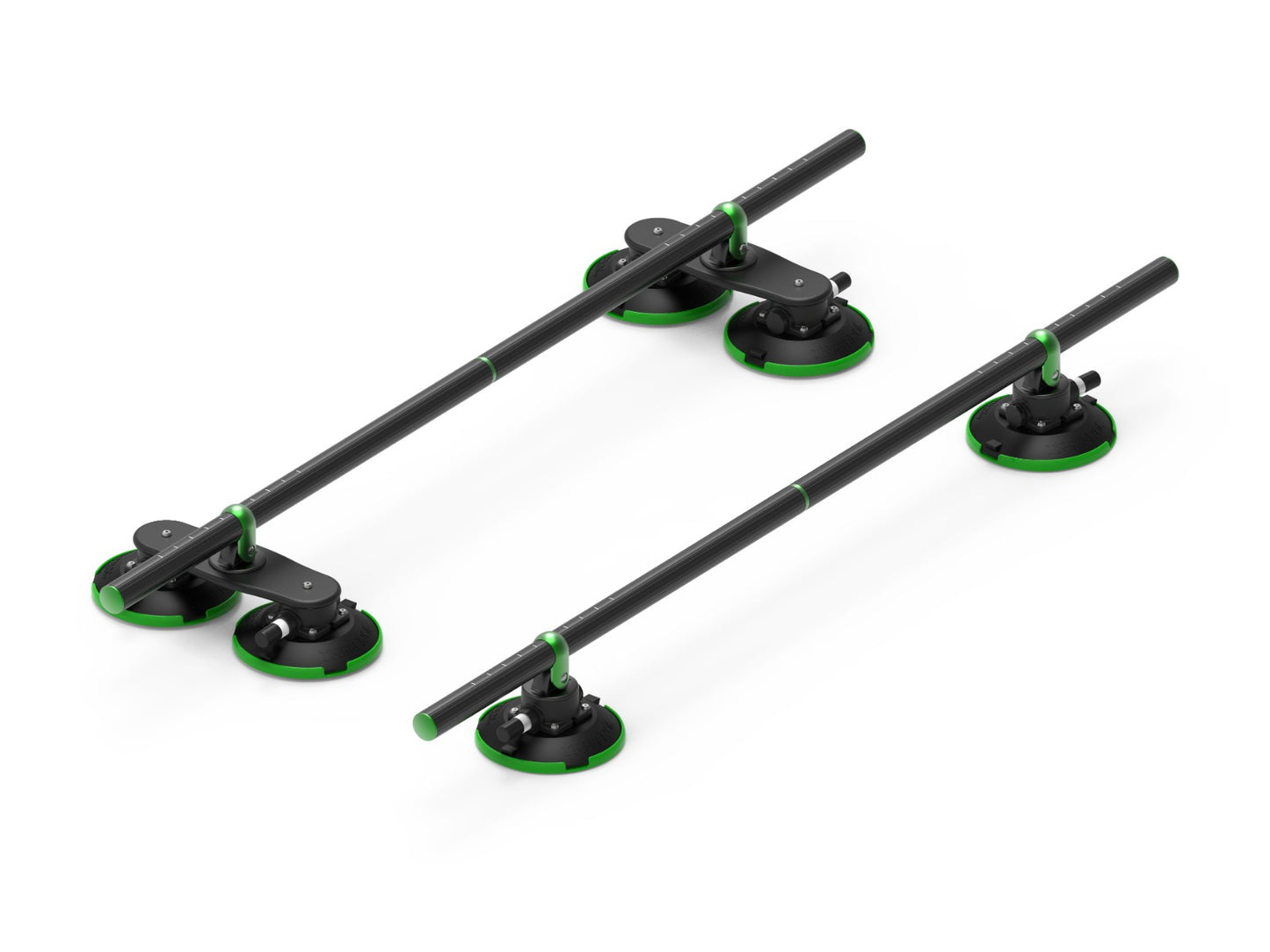 Tree Frog Vacuum Mounted Round Crossbar Roof Racks Pair - Black Anodise Alloy