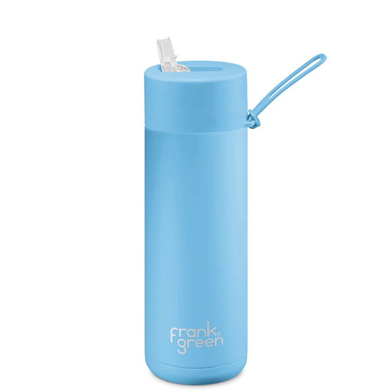 Frank Green Ceramic Reusable Straw Lid Bottle - Sky Blue - 595ml