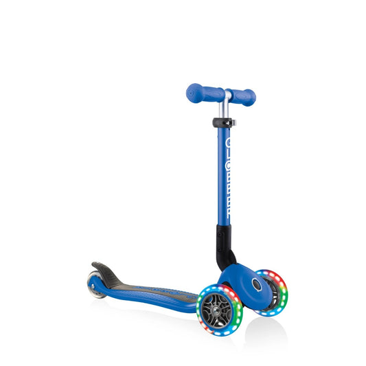Globber Junior Primo Foldable Scooter with Lights - Blue