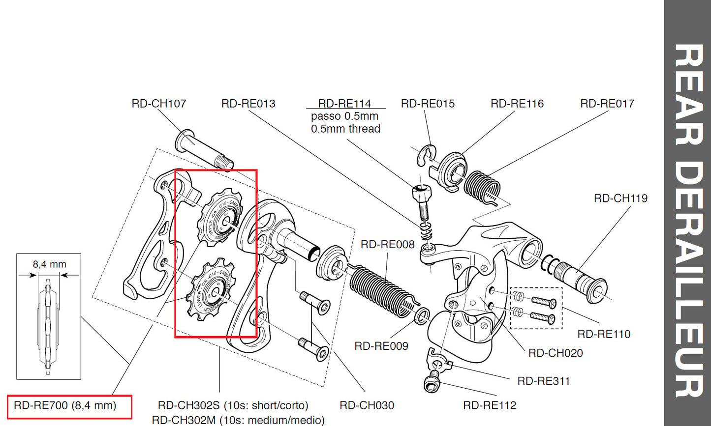 Campagnolo Genuine Part RD-RE700 Jockey Wheels 8.4mm
