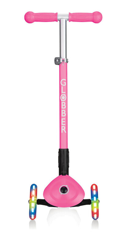 Globber Primo Foldable Lights Scooter - Neon Pink