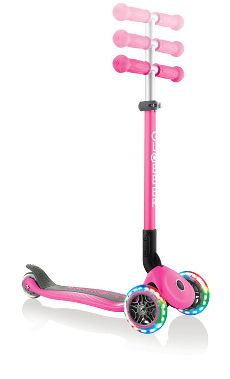 Globber Primo Foldable Lights Scooter - Neon Pink