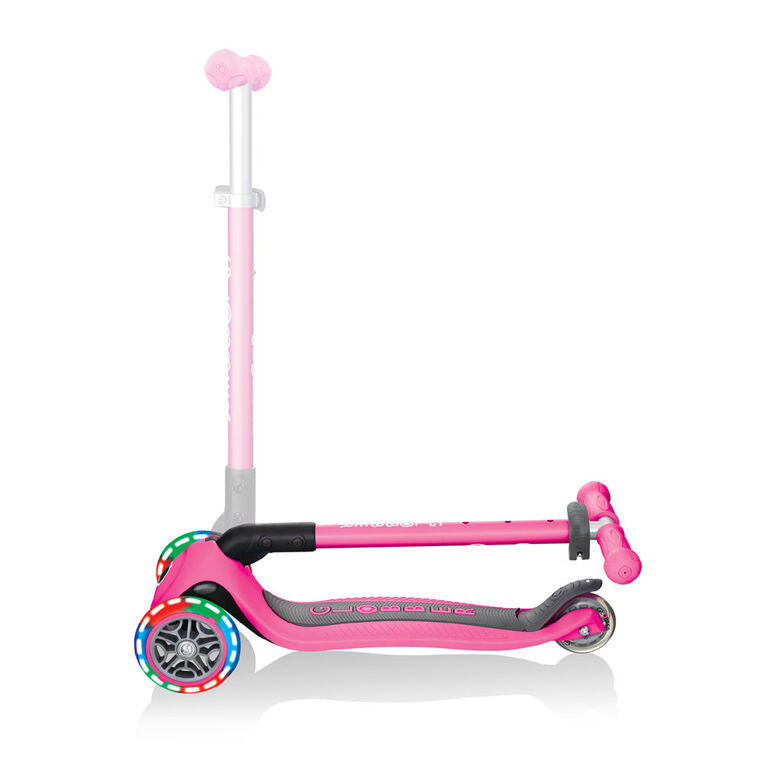 Globber Primo Foldable Lights Scooter - Neon Pink