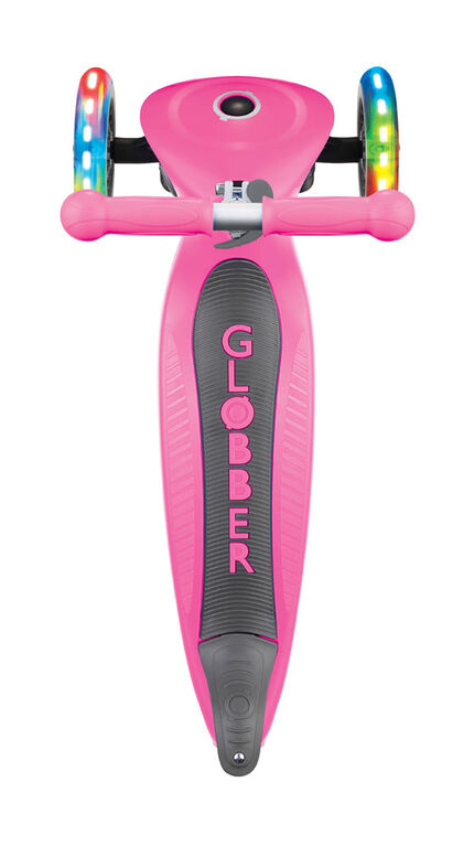 Globber Primo Foldable Lights Scooter - Neon Pink