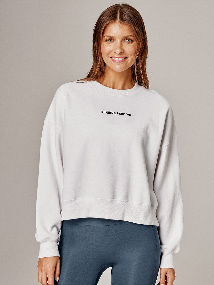 Running Bare Legacy Crop Sweatshirt - White