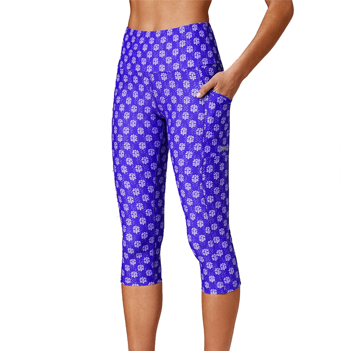 Running Bare Ab Waisted Power Moves 3/4 Tight 21" - Blue