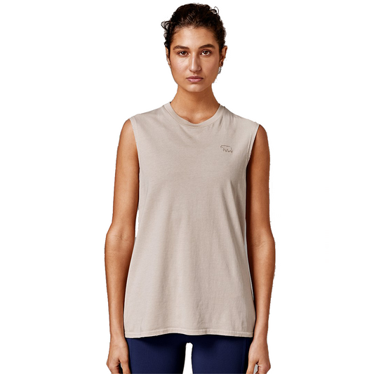 Running Bare Barely Distressed Muscle Tank - Sand