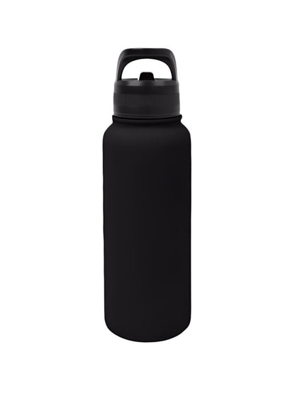 Running Bare H2O Bear 1L Re-Usable Water Bottle W/Straw Lid - Black