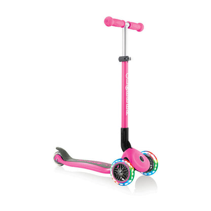 Globber Primo Foldable Lights Scooter - Neon Pink