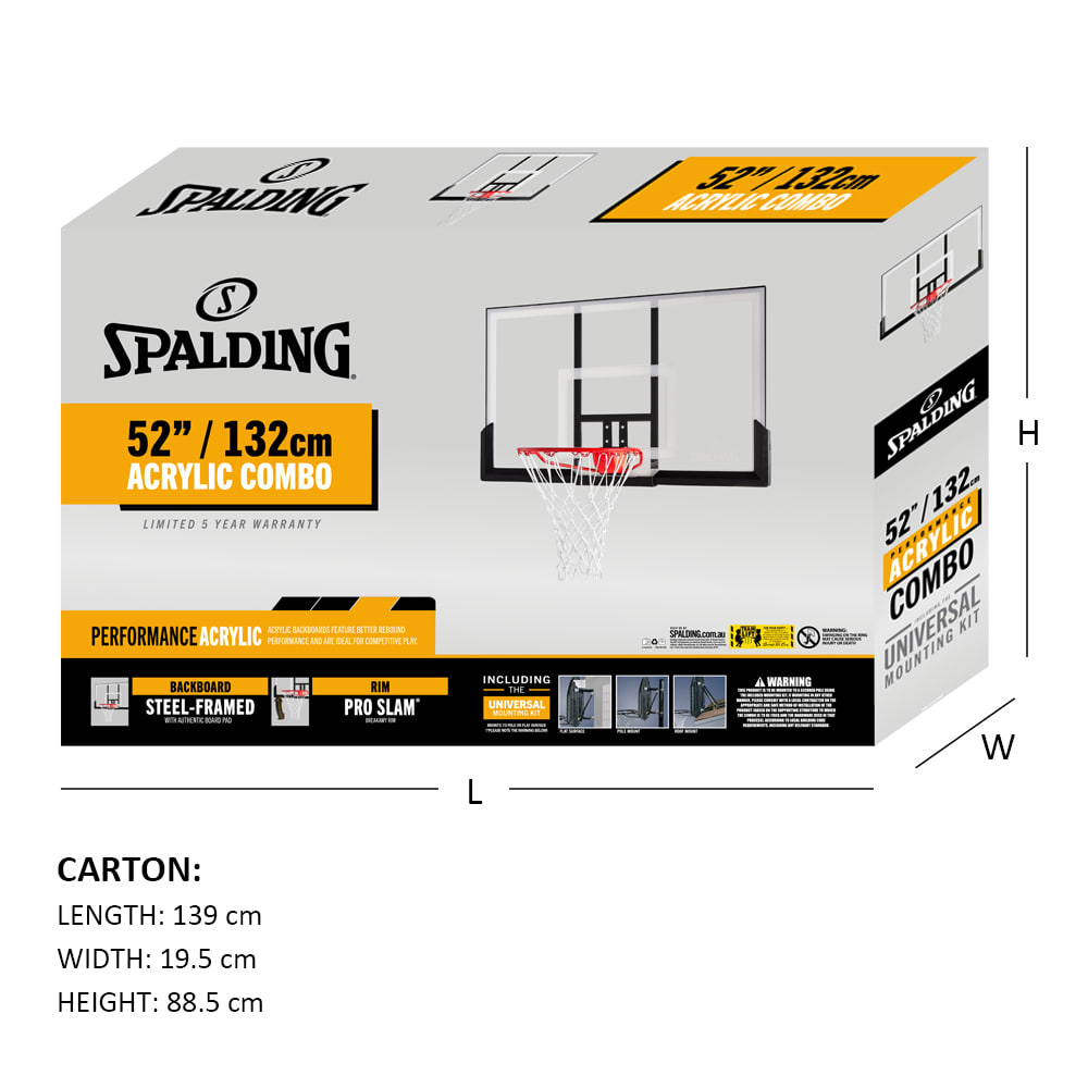 Spalding 52" Basketball Board/Rim Combo - Acrylic