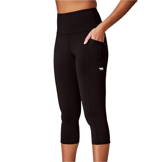 Running Bare Ab Waisted Power Moves 3/4 Tight W/Pks 21in - Black