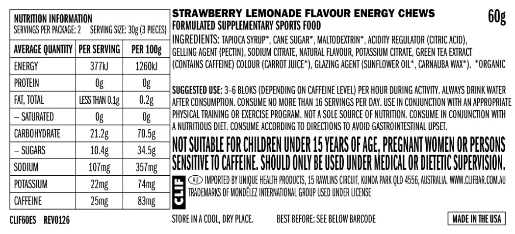 Clif Shot Bloks Energy Chews - Sour Strawberry Lemonade