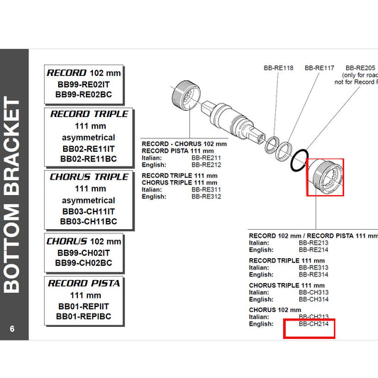 Campagnolo Genuine Spare Part BB-CH214