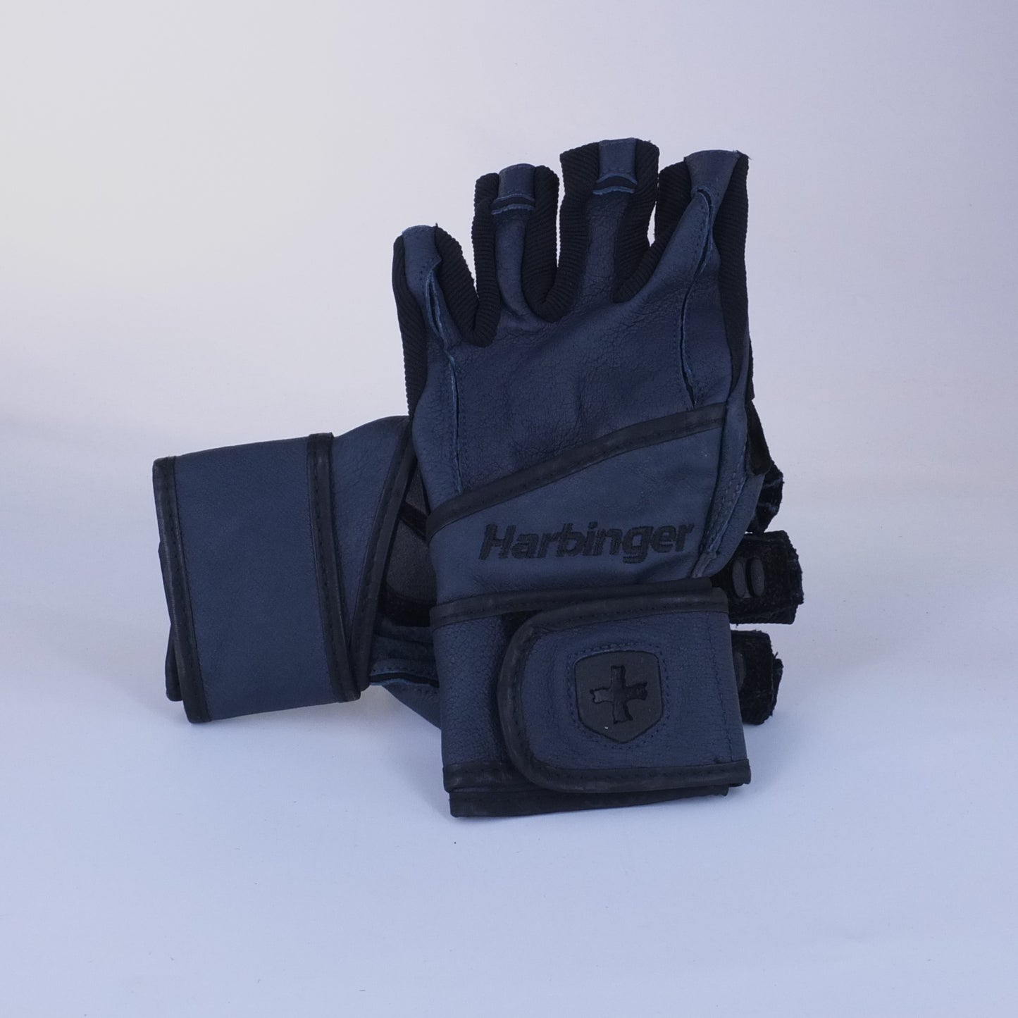 Harbinger Men's Big Grip Wrist Wrap Weight Lifting Gloves - Midnight Blue
