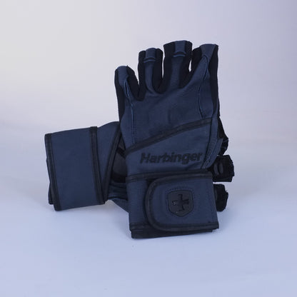Harbinger Men's Big Grip Wrist Wrap Weight Lifting Gloves - Midnight Blue