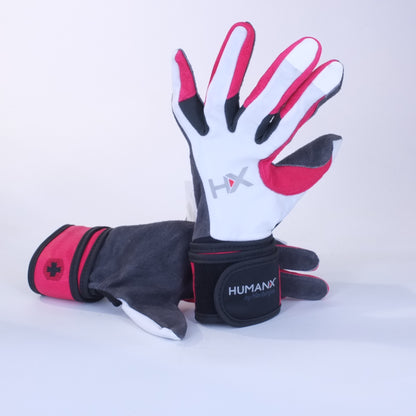 Harbinger HumanX Women's X3 Competition Wrist Wrap Weight Lifting Gloves - Grey/Pink