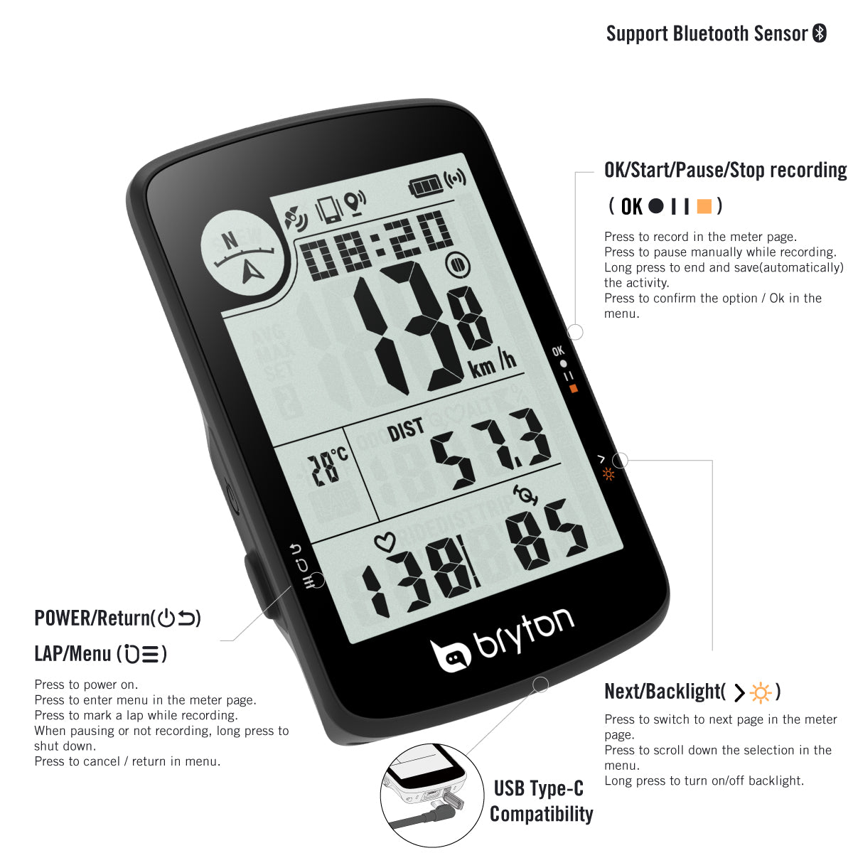 Bryton Rider 17E Head Unit