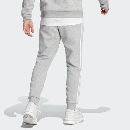 Adidas Mens 3 Stripe Fleece Tapered Cuff Pants - Grey