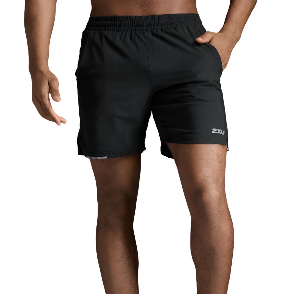 2XU Aero 7 Inch Shorts - Black/Silver