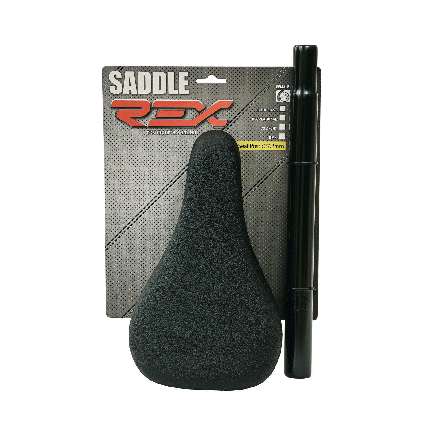 Rex BMX Saddle with Seat Post 27.2mm - Black