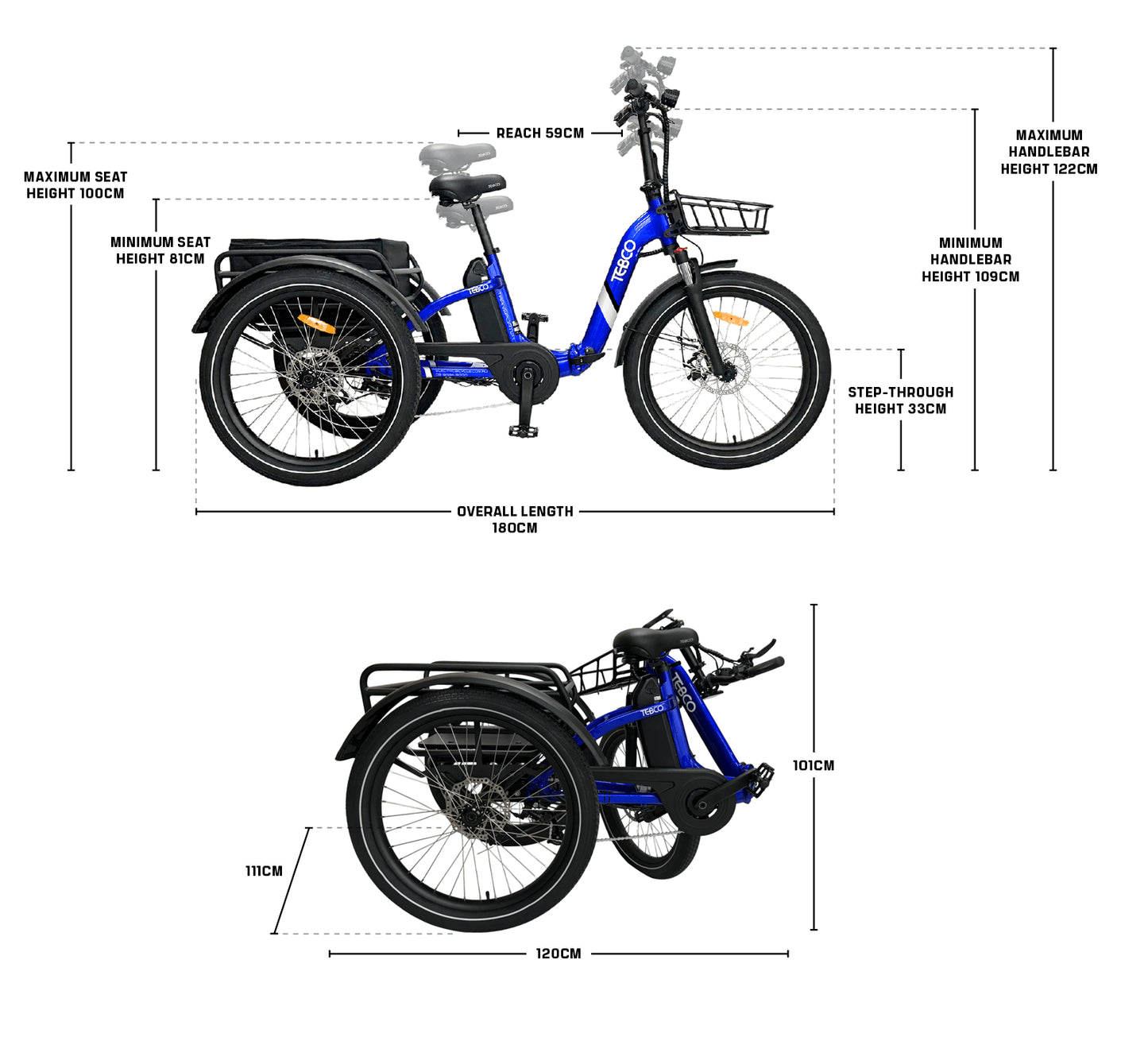 Tebco Transporter Folding Electric Trike - Red