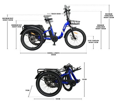 Tebco Transporter Folding Electric Trike - Red