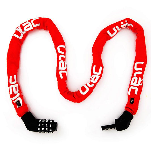 ULAC Street Fighter Bicycle Combination Chain Lock - Red