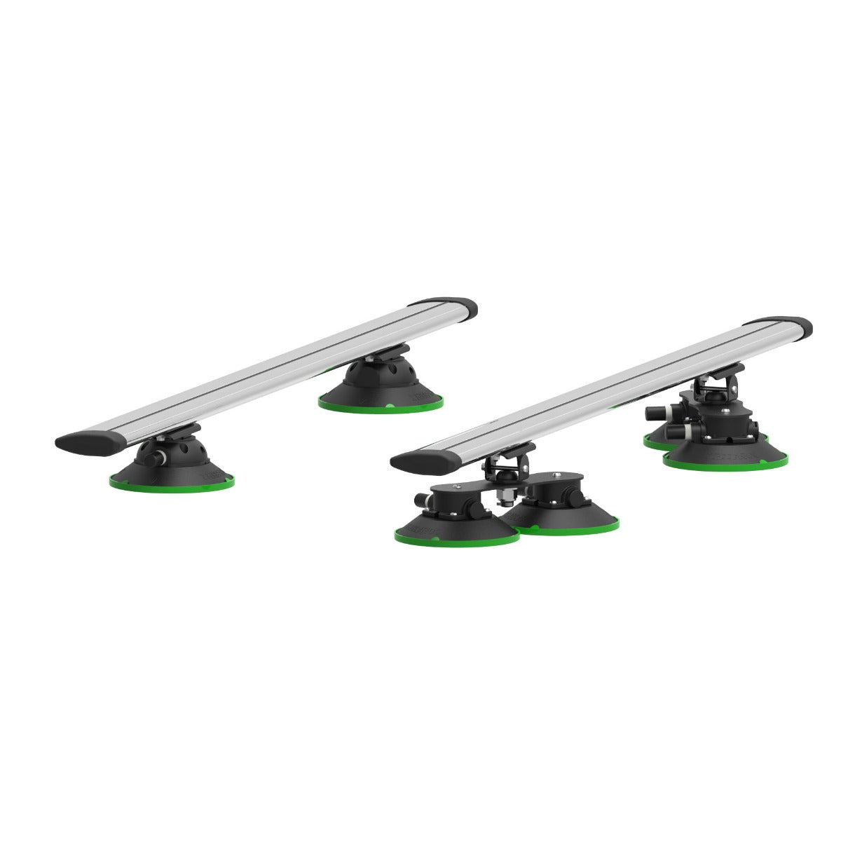 Tree Frog Vacuum Mounted Crossbar Roof Racks Pair - Silver Alloy