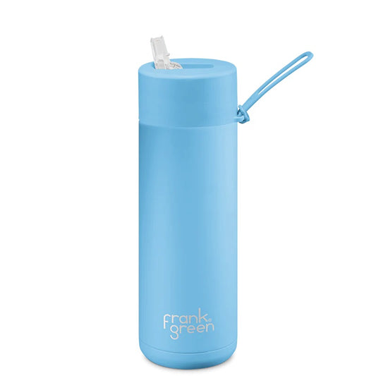 Frank Green Ceramic Reusable Straw Lid Bottle - Sky Blue - 595ml