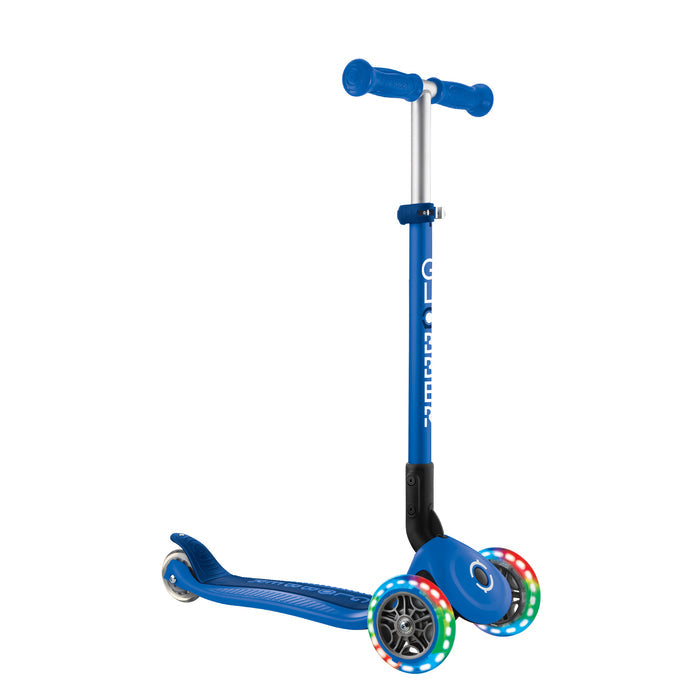 Globber Primo Foldable Lights Scooter - Navy Blue