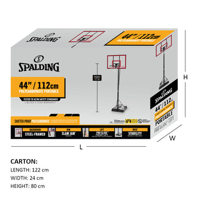 Spalding 44" Polycarbonate Pro Glide Portable Basketball System