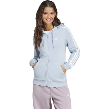 Adidas Womens 3-Stripe Fleece FZ Hoodie - Blue