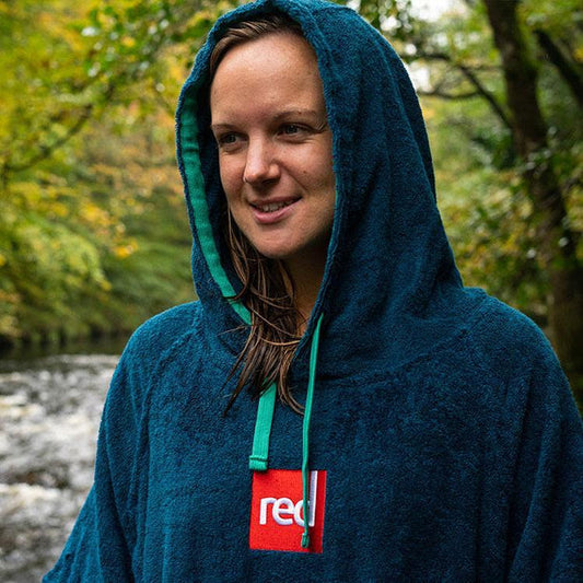 Red Towelling Change Robe - Navy